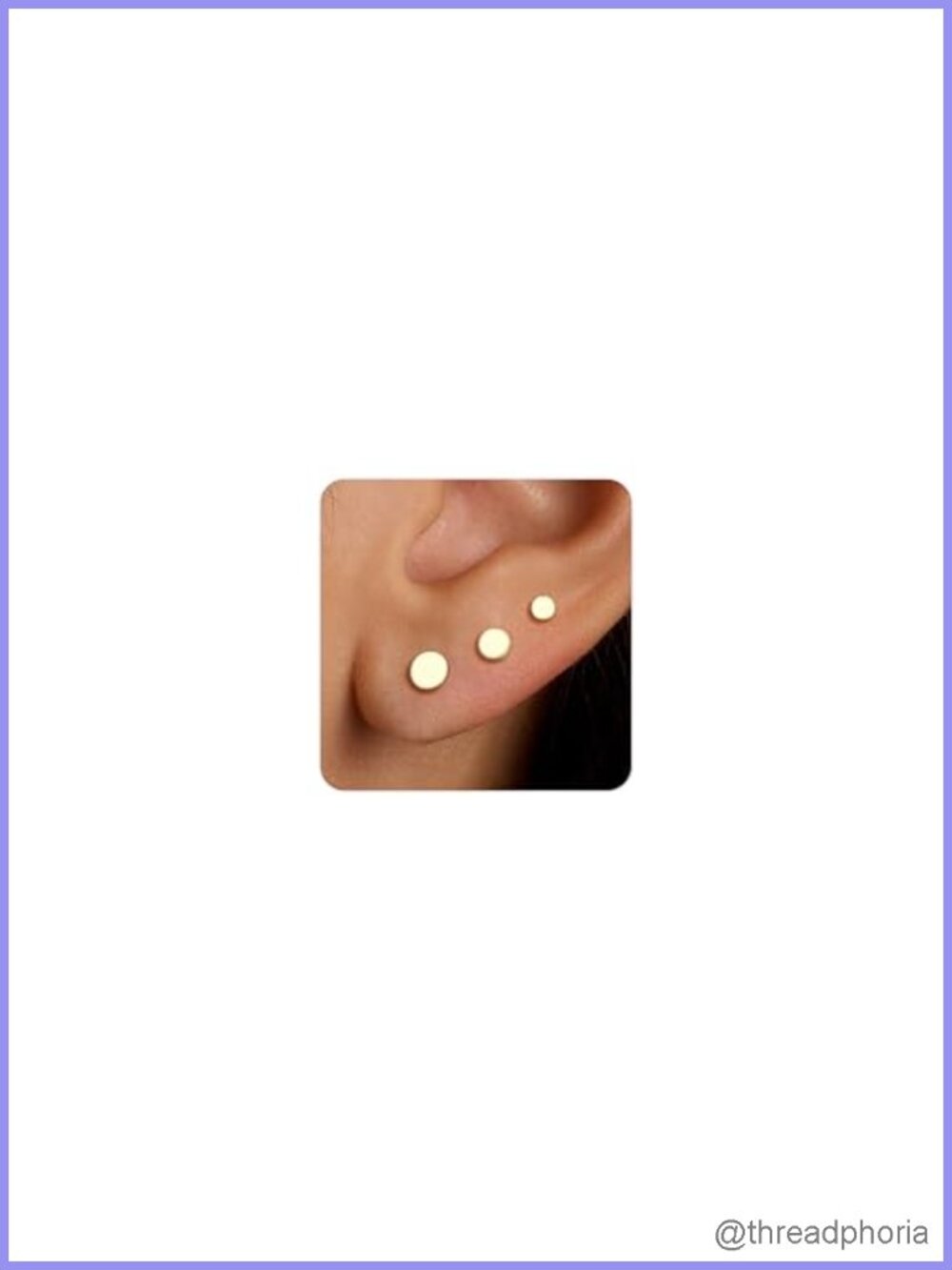 3 Pairs Flat Back Stud Earrings 14k Gold Plated Hypoallergenic Non Tarnish